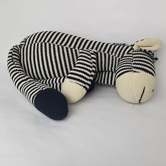 Vintage sock zebra doll 22" Black Cream knitted - Picture 5 of 16